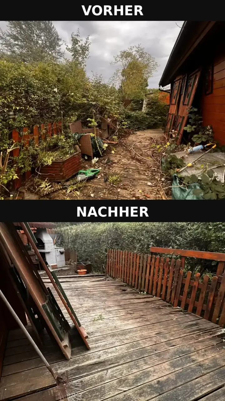 Terrasse freiräumen Hamburg vorher und nachher